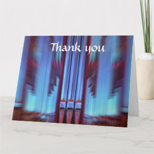 Blue organ pipes large thank you card — horizontaa bedankkaart