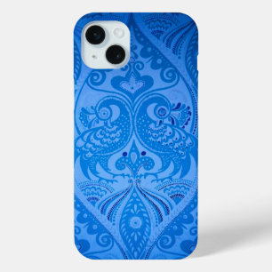 Blue Oriental Peacock Birds iPhone 15 Mini Hoesje