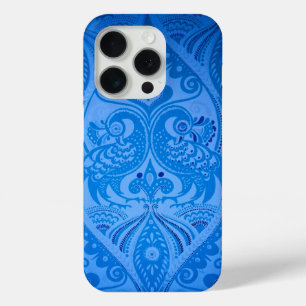 Blue Oriental Peacock Birds iPhone 15 Pro Case