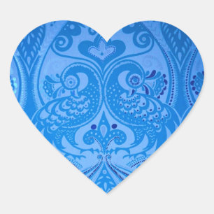 Blue Oriental Peacock Birds Hart Sticker