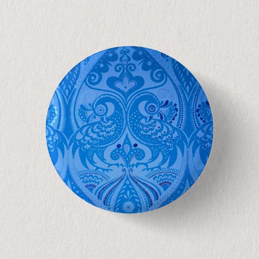 Blue Oriental Peacock Birds Ronde Button 3,2 Cm (Voorkant)