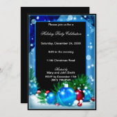 Blue Ornament Baubles Kerstfeest Kaart (Voorkant / Achterkant)