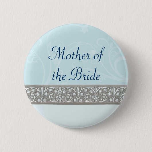 Blue Ornamental Frieze Bridal Party Button (Voorkant)
