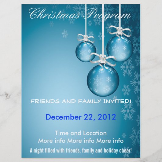 Blue Ornamenten and Snowflakes Program Flyer (Achterkant)