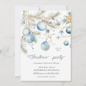 Blue Ornamenten kerstfeest Kaart (Voorkant)