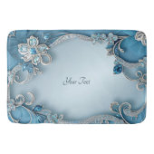 Blue Ornate Floral Bath Mat (Voorkant)