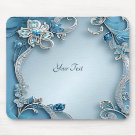 Blue Ornate Floral Mousepad Muismat