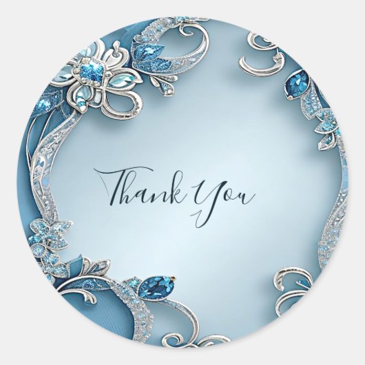 Blue Ornate Floral Sticker (Devant)