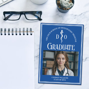 Blue Osteopathic Medical School Afstuderen Foto Aankondiging