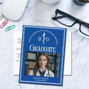 Blue Osteopathic Medical School Afstuderen Foto Aankondigingskaart