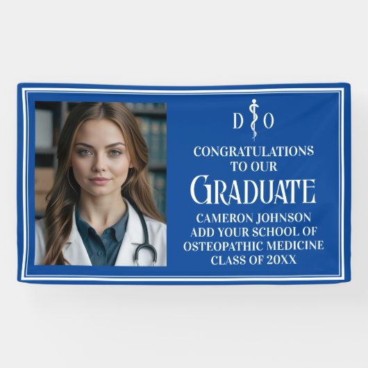 Blue Osteopathic Medical School Afstuderen Foto Spandoek (Horizontaal)