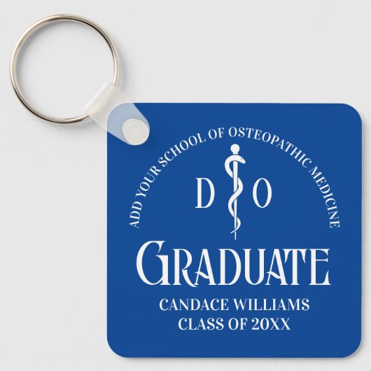 Blue Osteopathic Medical School Afstuderen Gift Sleutelhanger (Voorkant)