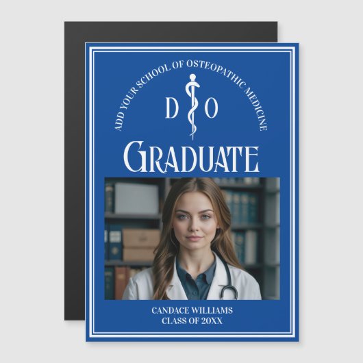 Blue Ostéopathic Médicale School Graduation Magnet (Devant / Derrière)