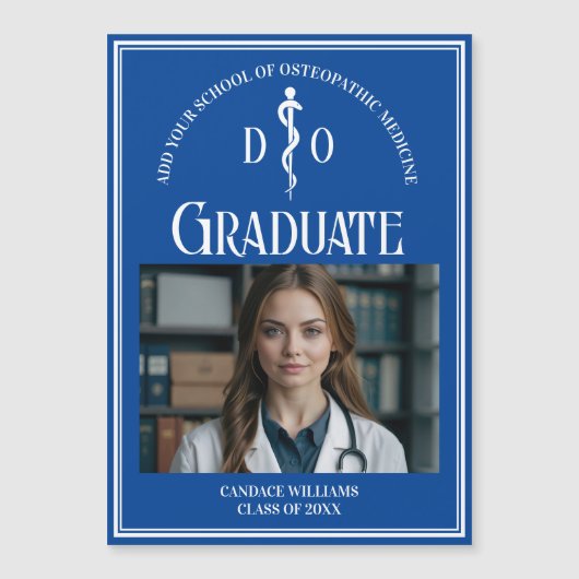 Blue Ostéopathic Médicale School Graduation Magnet (Devant)