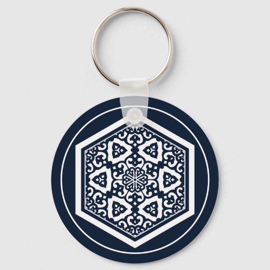  Blue Ottoman Turks Tracery Graphic Sleutelhanger (Voorkant)