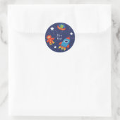Blue Outer Space Alien Baby gepersonaliseerde Stic Ronde Sticker (Tas)
