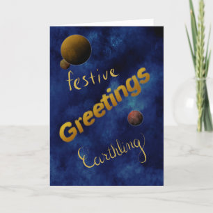 Blue Outer Space Groeten, Grappige Kerst Kaart