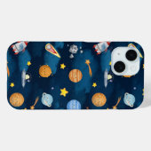 Blue Outer Space Planets Seamless Pattern Case-Mate iPhone Case (Achterkant (horizontaal))
