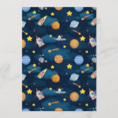 Blue Outer Space Planets Seamless Pattern Kaart (Voorkant)