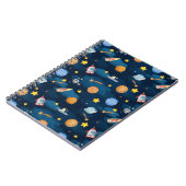 Blue Outer Space Planets Seamless Pattern Notitieboek (Linkerzijde)