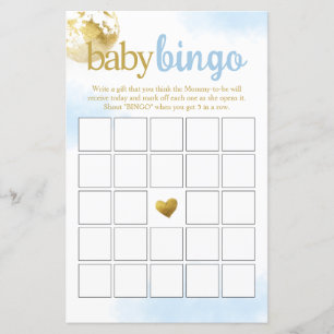 Blue Over the Moon Baby Bingo Baby shower spel
