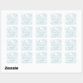 Blue Over the Moon Baby Shower  Square Sticker (Vel)