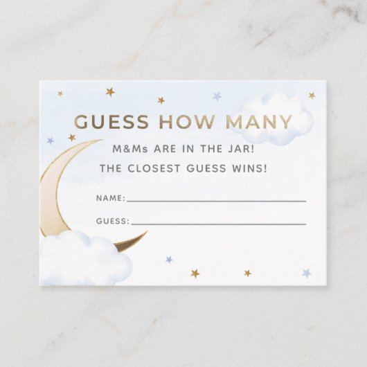 Blue Over the Moon Guess How Many Candies Card Informatiekaartje (Voorkant)