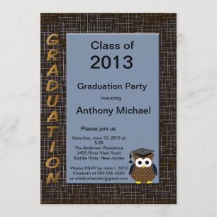 Blue Owl Afstuderen Invitation Kaart