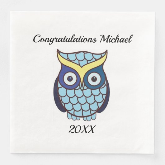 Blue Owl Afstuderen Personalized Servet (Voorkant)