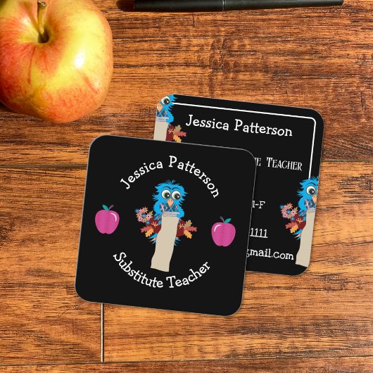 Blue Owl and Apples Educator Cartes de contact