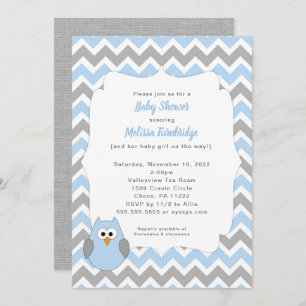 Blue Owl Baby shower Invitation, jongen baby sprin Kaart
