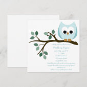 Blue Owl Baby shower Invitation Kaart (Voorkant / Achterkant)
