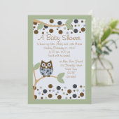 Blue Owl Baby shower Invitation Kaart (Staand voorkant)