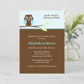 Blue Owl Baby Shower Invitations (Debout devant)
