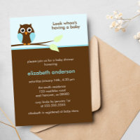 Blue Owl Baby Shower Invitations