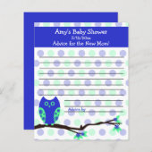 Blue Owl Baby shower Personalized Advice Kaarten (Voorkant / Achterkant)