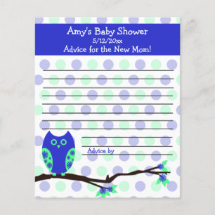 Blue Owl Baby shower Personalized Advice Kaarten