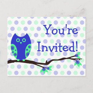 Blue Owl Briefkaart Baby Shower Uitnodigingen