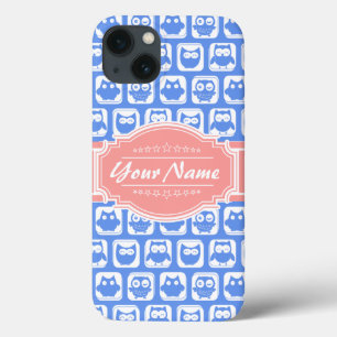 Blue Owl Coral Persoonlijke naam iPhone 13 Hoesje