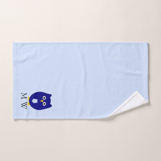 Blue Owl Design Monogrammed (Serviette à main)