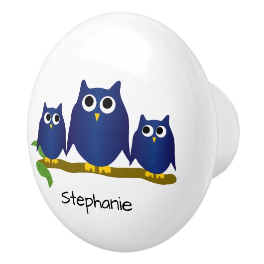 Blue Owl Design Personalised Keramische Knop (Rechts)