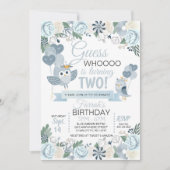 Blue Owl Floral Invitation d'anniversaire (Devant)