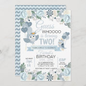 Blue Owl Floral Invitation d'anniversaire (Devant / Derrière)