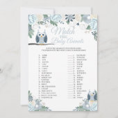 Blue Owl Floral Match La Carte de jeu Baby Animals (Devant)
