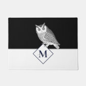 Blue Owl Grey Monogram name Deurmat (Voorkant)
