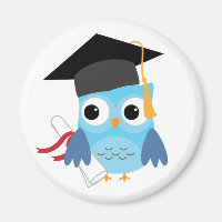 Blue Owl met Diploma Afstuderen Magnet