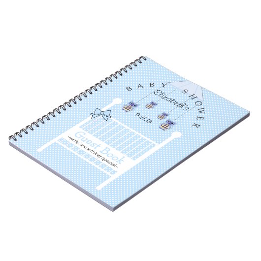 Blue Owl Mobile Baby shower Guest Book- Notitieboek (Linkerzijde)