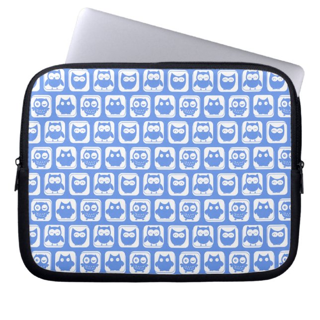 Blue Owl Patroon Laptop Sleeve (Voorkant)