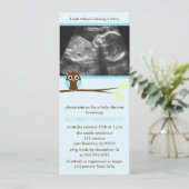 Blue Owl Sonogram Baby Shower Invitations Kaart (Staand voorkant)