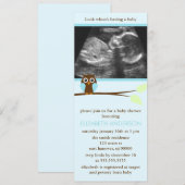 Blue Owl Sonogram Baby Shower Invitations Kaart (Voorkant / Achterkant)